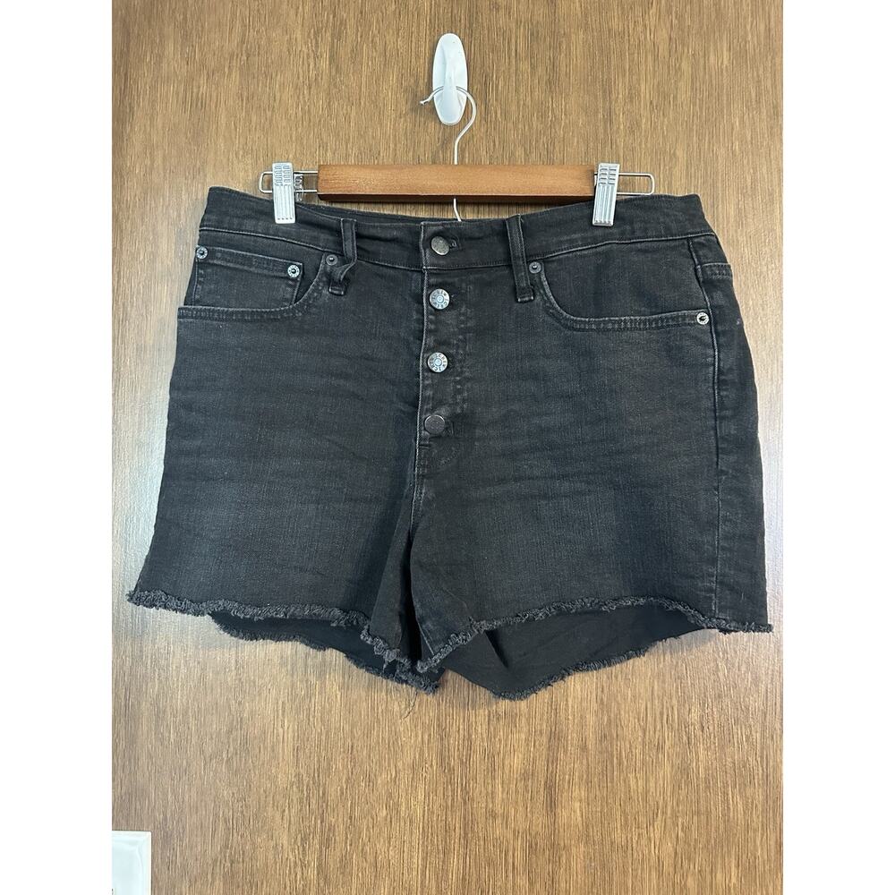 J.Crew womens black button fly denim shorts sz 30 3”inseam raw hem